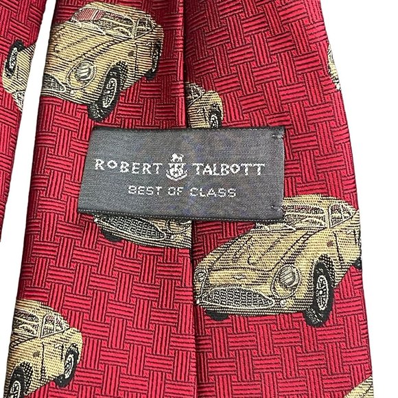 Robert Talbott Best of Class Car Pattern Red Silk Tie - Picture 3 of 6